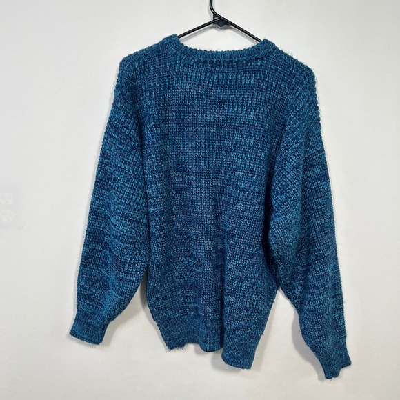 Honors Mens Blue Chunky Knit Sweater L Textured Pullover Vintage Grandpa Cabin - Picture 5 of 6
